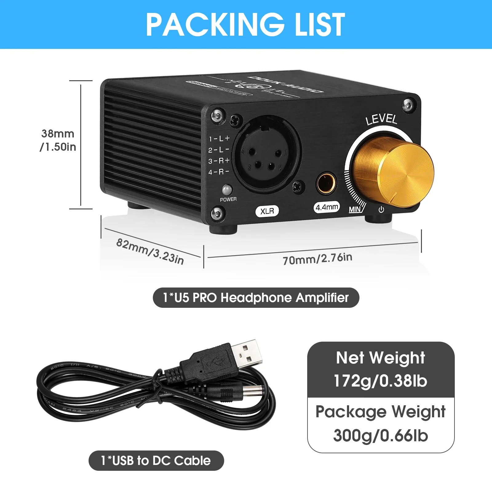 Douk Audio-amplificador de auriculares U5PRO HiFi totalmente equilibrado, miniamplificador estéreo para auriculares XLR/4,4mm