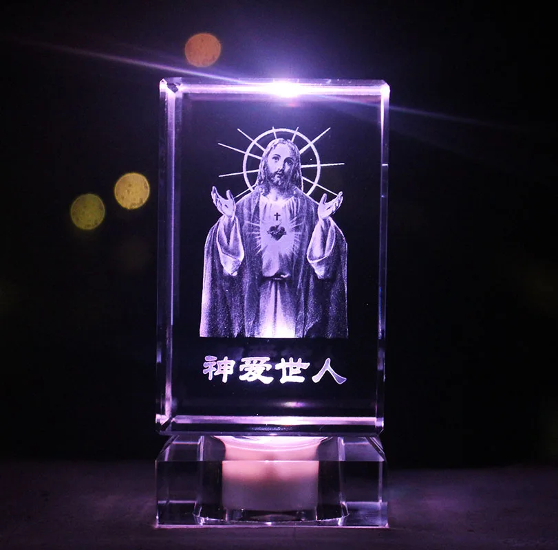 best gift Asia Christian Keepsake Jesus Christ On Cross  the crucifixion Christ on cross Religious Figurine 3D Crystal statue