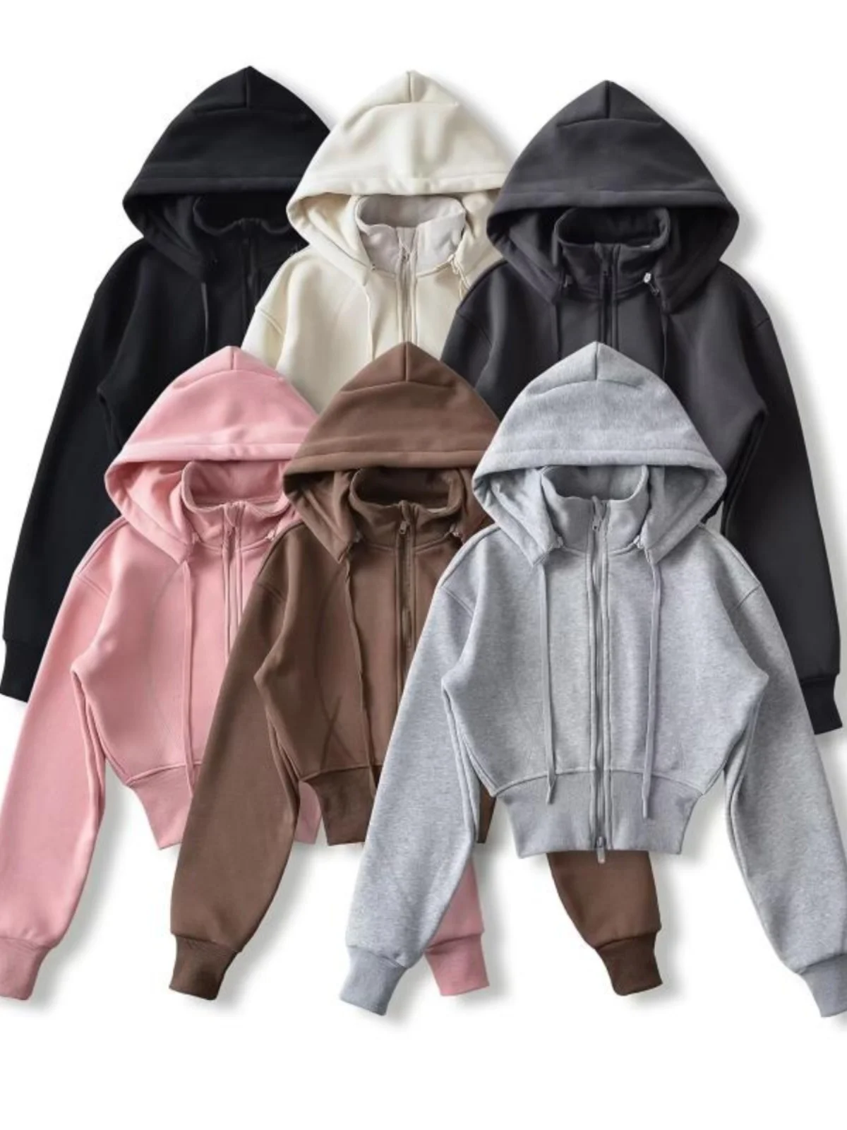 Damska bluza z odpinanym kapturem Lulu High Waist, stylizowana na kurtkę, w stylu Spicy Girl, słodka, zapinana na zamek, długa kurtka.