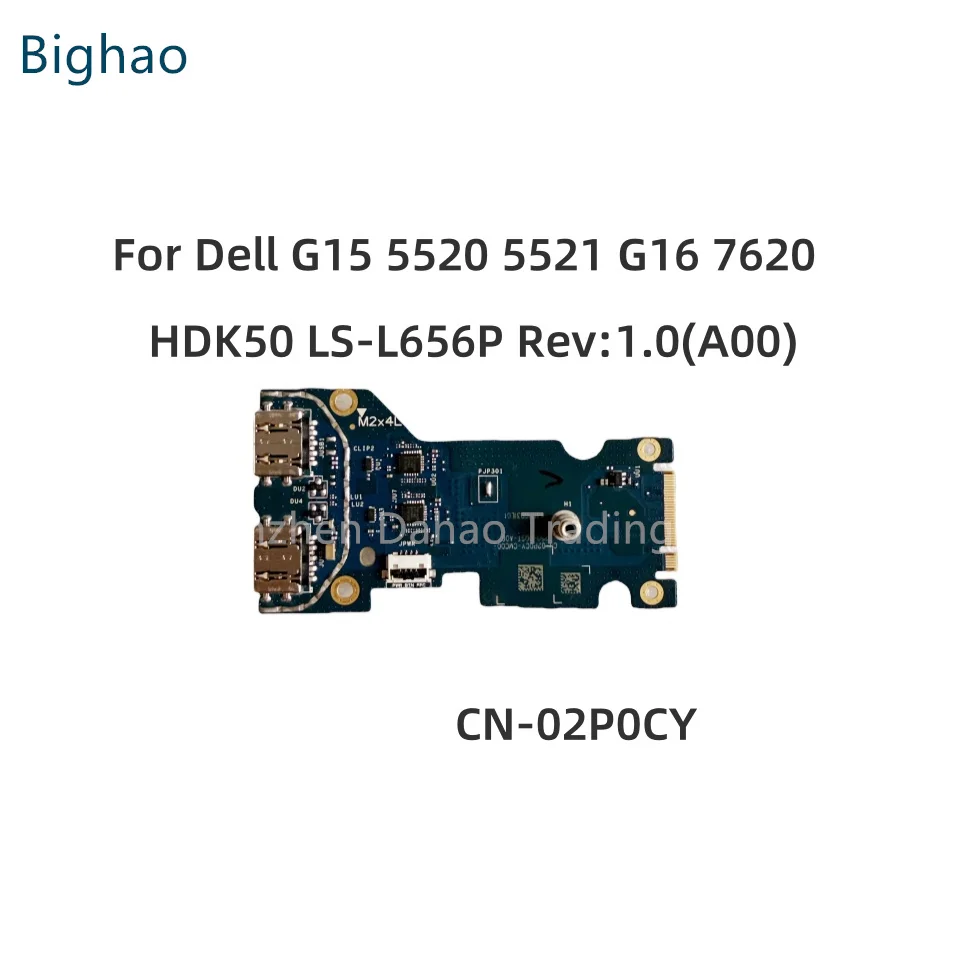 CN-02P0CY 02P0CY 02P0CY For Dell G15 5520 5521 G16 7620 Laptop Ethernet Lan Port USB Board HDK50 LS-L656P Rev:1.0(A00)