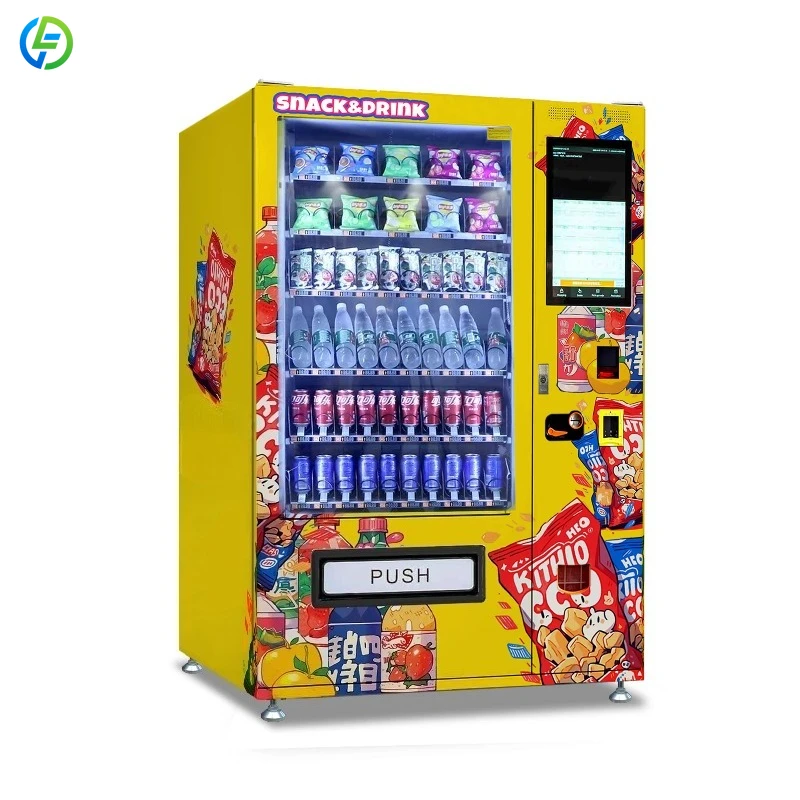 Customized 24H Foods And Drinks Snack Vending Machine Automatic Coin Bill Card Operated CE Certified For Office School Hotel