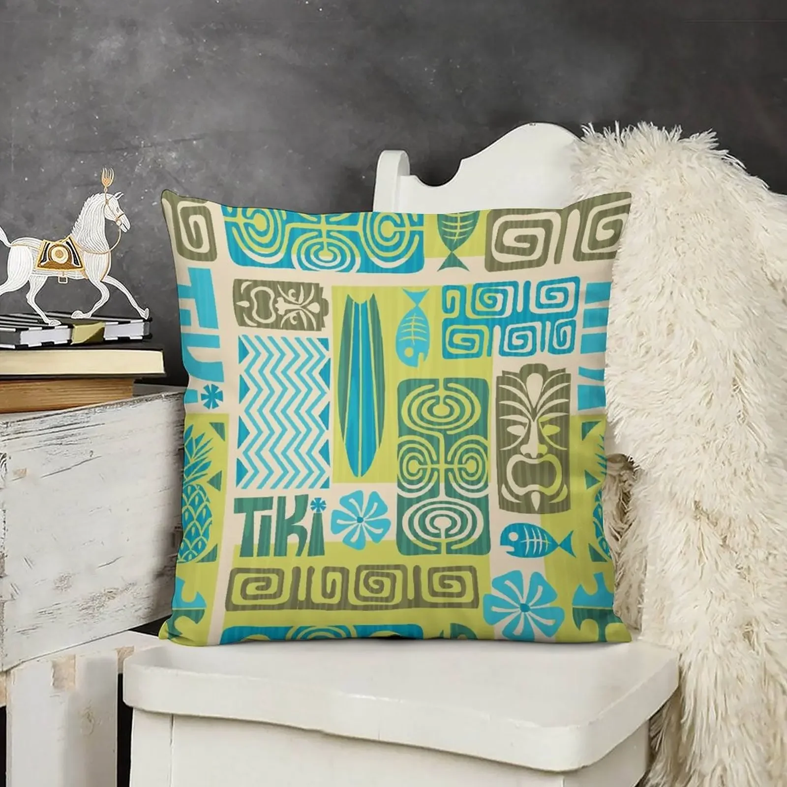 

Tiki Time Luau Party Pattern Throw Pillow Couch Pillows Sofa Cushion Cover pillow