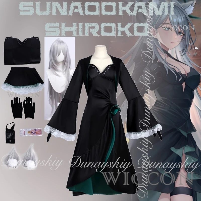 

Синий архив, игра Sunaookami Shiroko, косплей, черненая версия с культивированием, черное платье, карнавальный костюм, полный костюма