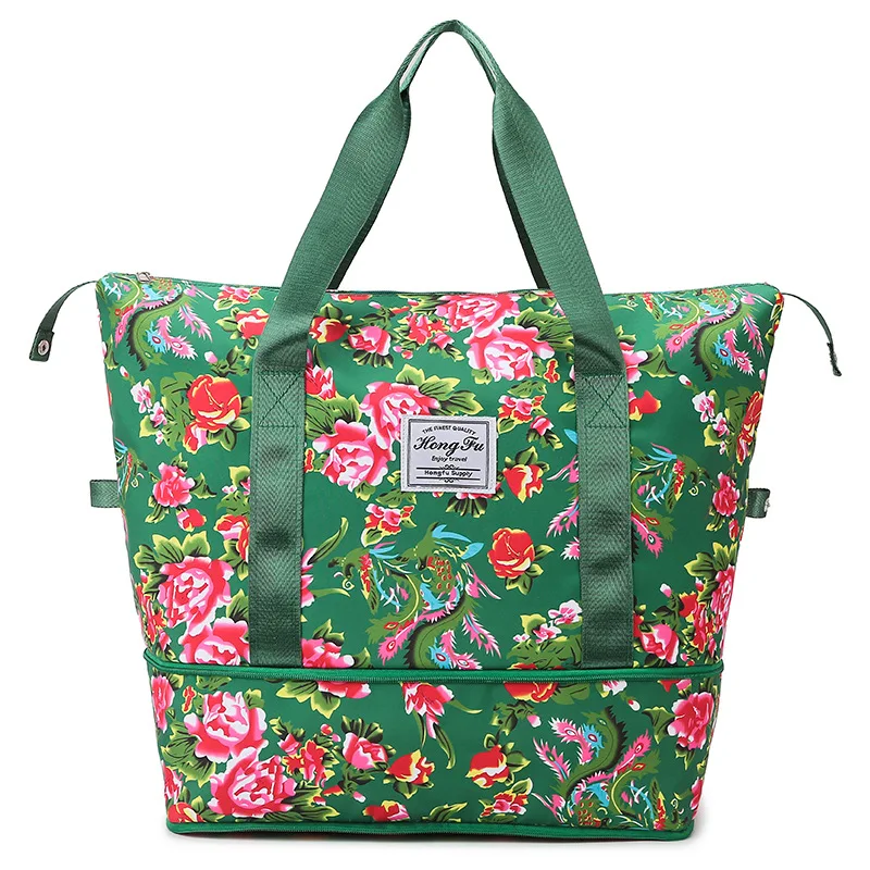 Bolsa de viaje de gran capacidad para mujer, maleta de mano, bolsa de almacenamiento de tela Oxford portátil y ligera para vi...