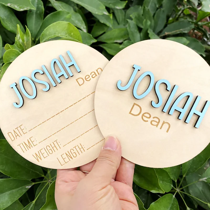 1Pc Custom Birth Announcement Wooden Name Plaque,Home Kids Room Nursery Bedroom Wall Door Decor,DIY Paintable,Birthday Gift