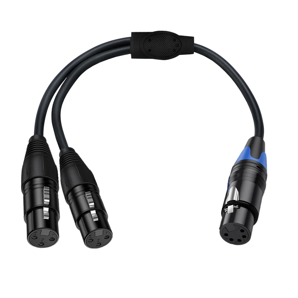 XLR 5Pin to Dual 3Pin Audio Splitter Cable, Balanced XLR Signal Distribution Cord for Stage Speaker, Professional Audio Use