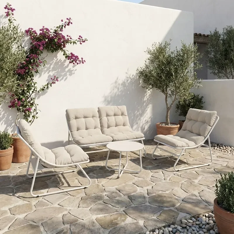 Durable Textilened Waterproof Outdoor Conversation Sofa Set Modern Metal Garden Patio Furniture for Courtyard Park Use