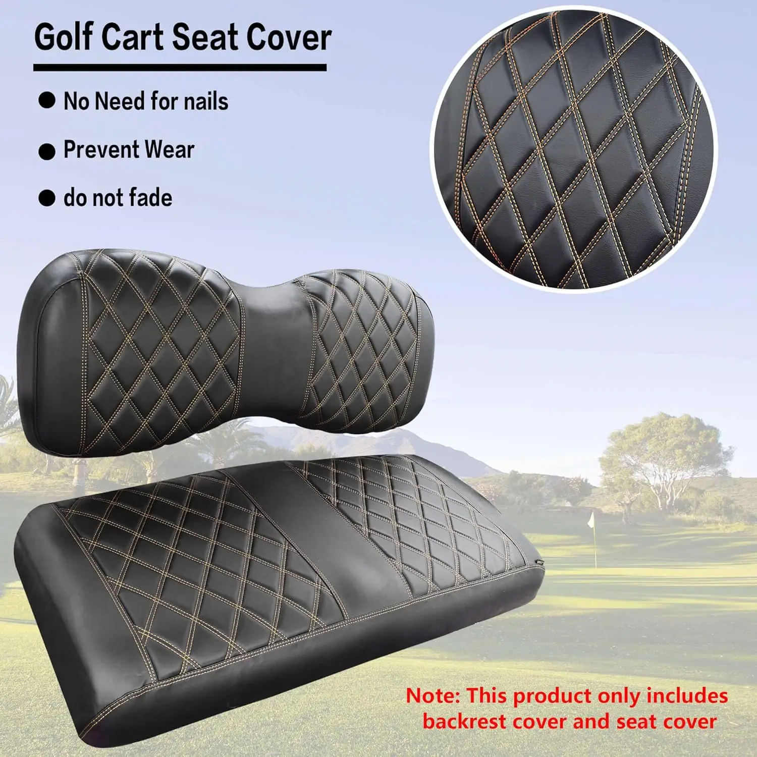 Diamante Frente Seat Covers para Carrinho de Golfe, Vinil Seat Cover para Yamaha Drive G29 e Drive 2