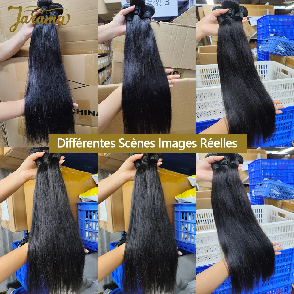 Extensiones de cabello humano liso de hueso de 30 y 32 pulgadas, extensiones de cabello humano brasileño 100%, mechones de cabello crudo, 1/3/4