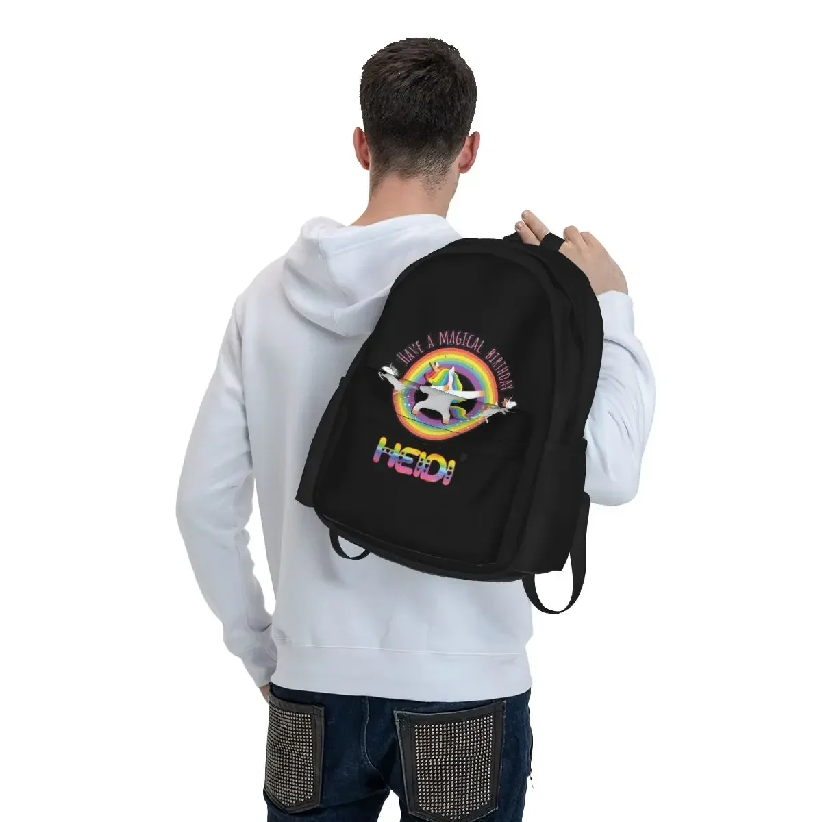 Heidi Have A Magical Birthday Unicorn Rainbow Dabbing Backpacks Bookbag School Bags Rucksack Laptop Rucksack Shoulder Bag