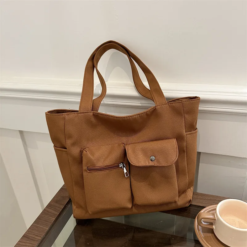 

Large Capacity Canvas For Women, 2024 Autumn New Fashion Casual Shoulder Bag, Personalized Double Pocket Commuting Tote Bag