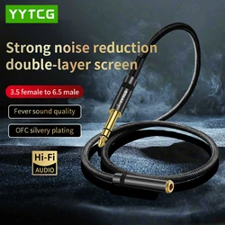 3.5 Female to 6.5 Male Audio Cable Auxiliar OFC Silvery Plating 3.5mm Jack Aux Cable for Speaker Guitar Amplifier Audio Cable