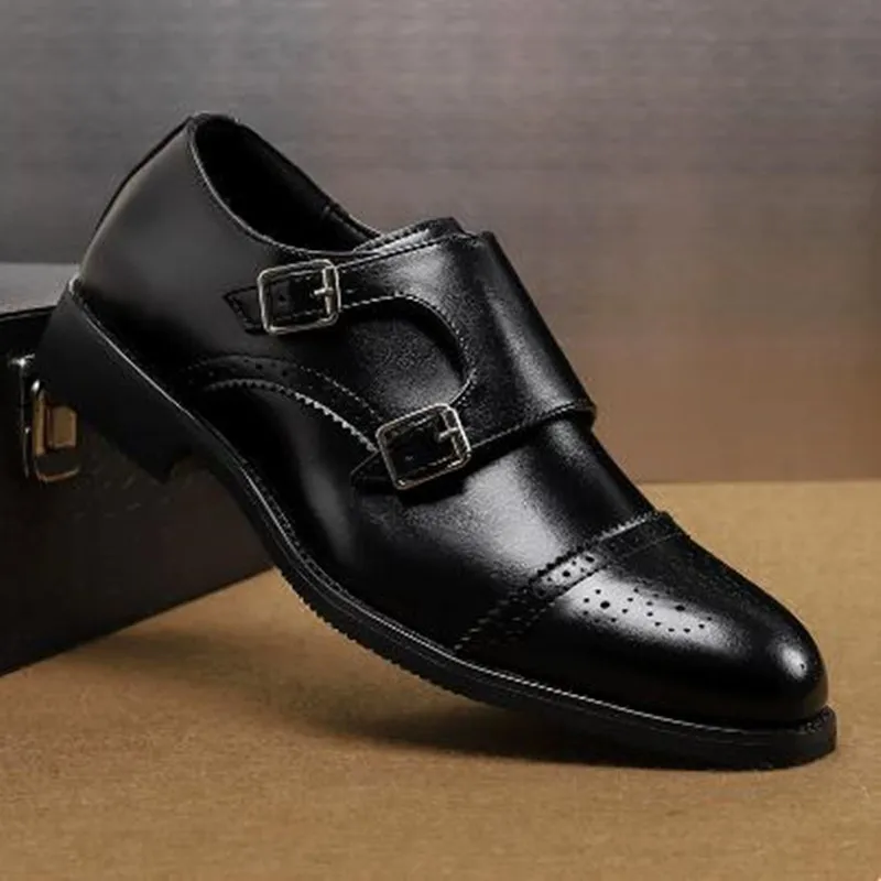 Luxury Brand Men Casual Shoes Leather Men New Fashion Double Buckle Loafers Mens Slip-on Board Oxford Shoes Spring Elegant Flats