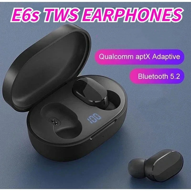 E6S TWS Bluetooth Earphones Wireless Bluetooth Headset Noise Cancelling Headsets with Microphone Headphones for Xiaomi Huawei