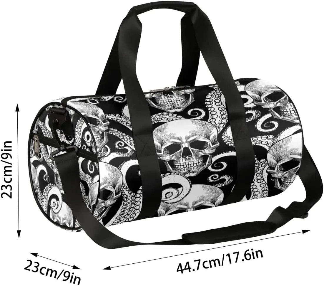 Octopus Skull Travel Duffle Bag Sports Gym Bag with Backpack, Tote Weekender Bag for Women Men Travel Business Trip