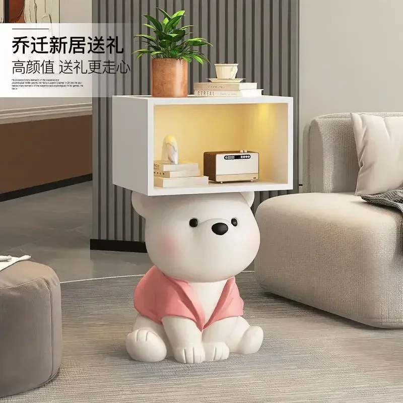 Mesita de noche con estatua de oso de dibujos animados para habitación de niños, armario de almacenamiento, muebles creativos para dormitorio, mesita de noche, accesorios para el hogar