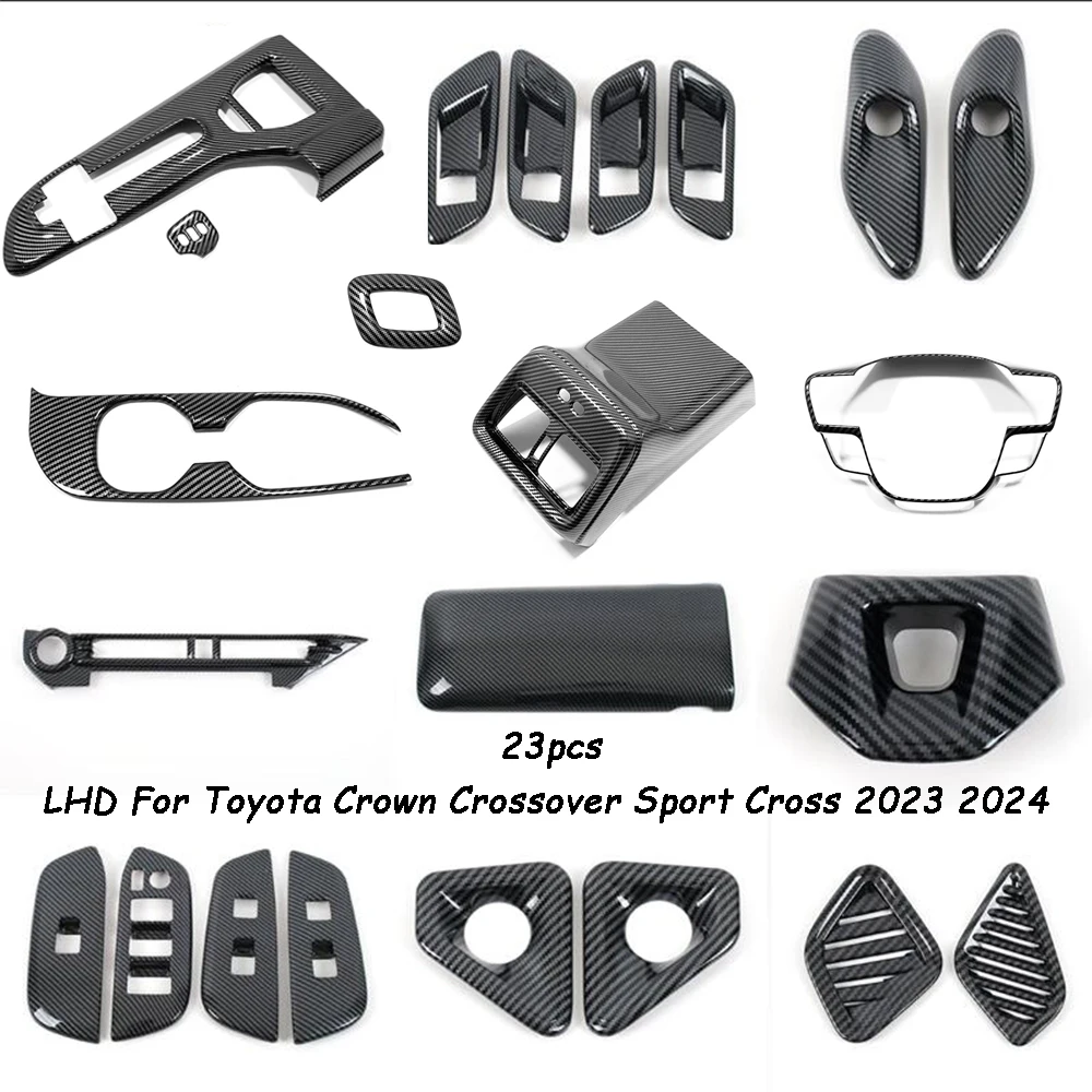 

LHD For Toyota Crown Crossover Sport Cross 2023 2024 ABS CARBON Accessories Gear Shift Panel Door Bowl Window Switch Lift Panel