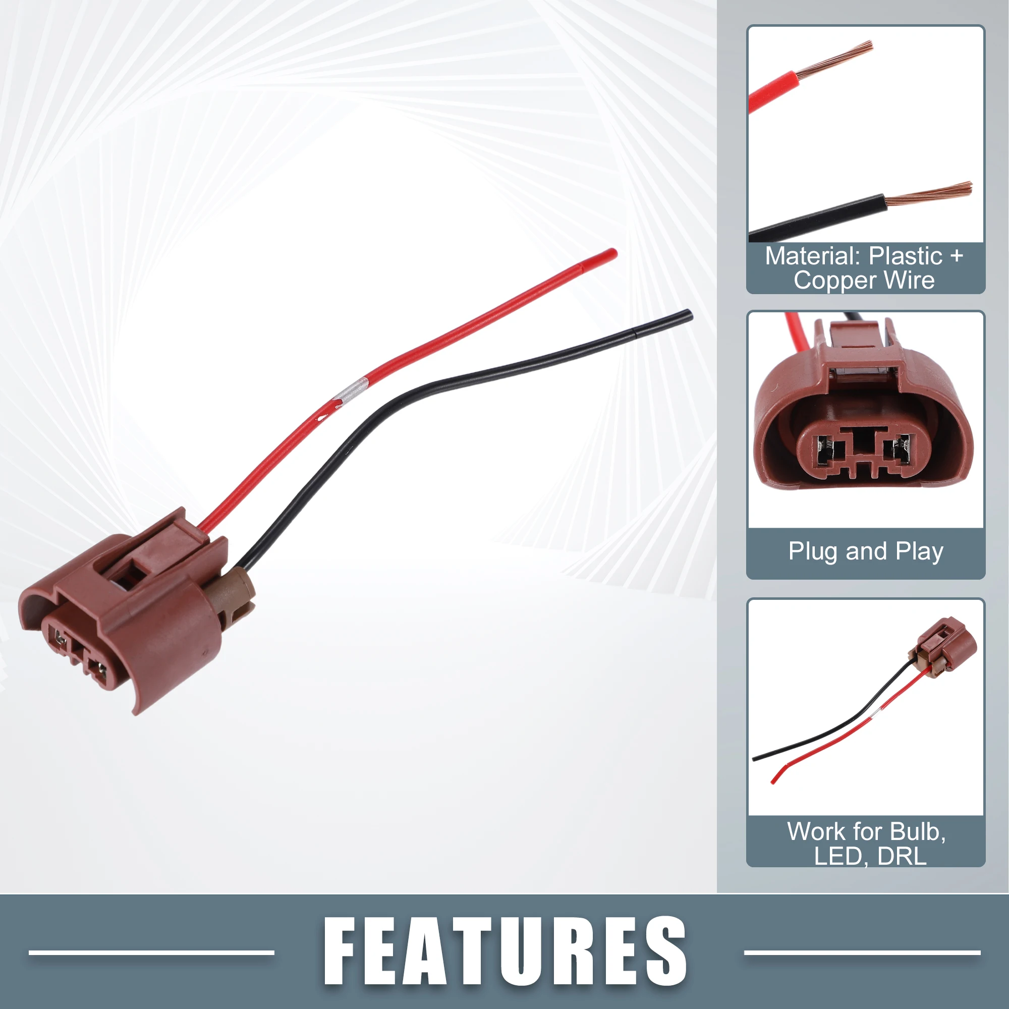 Uxcell 9012 9006 Light Female Adapters Wiring Harness Sockets for Halogen Bulbs Headlights Fog Lights Cable Harness Connector