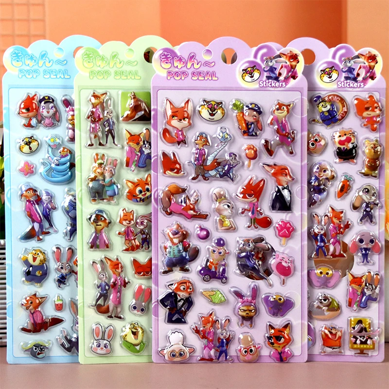 Cartoon Zootopia 3D Mini Puffy Stickers Judy Nick Diy Kawaii Stickers Scrapbook Laptop Phone Case Crystal Stickers image 2