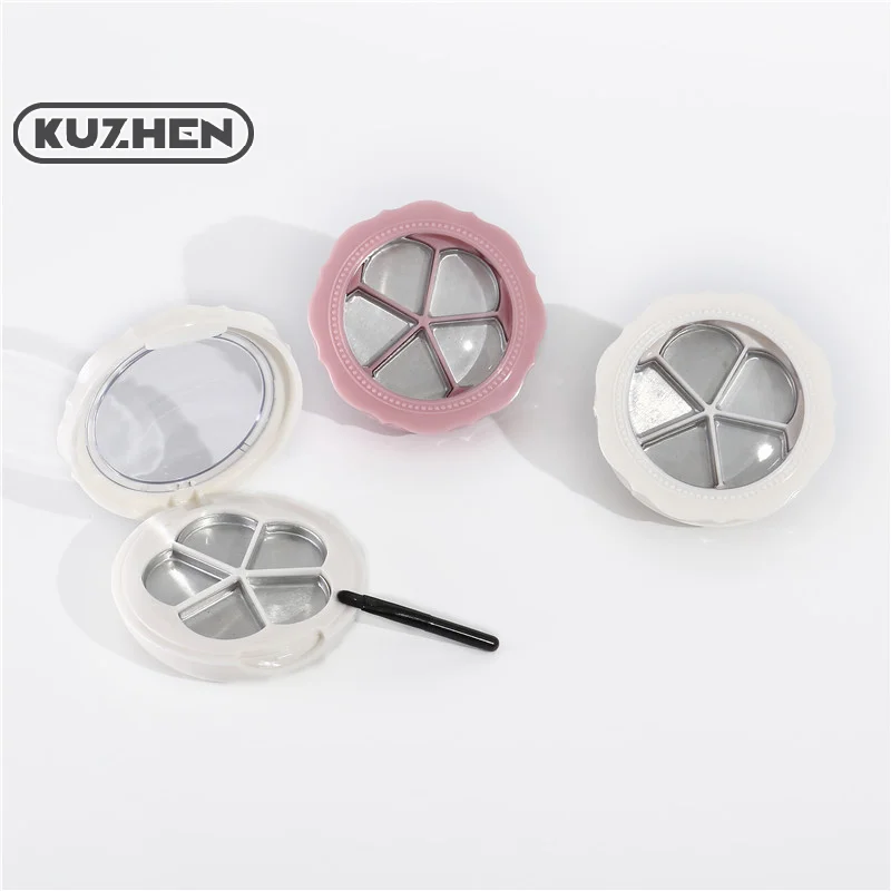 1pcs Flower Empty 5 Grids Powder Compact Eyeshadow Case Lipstick Container DIY Blush Box With Brush And Mirror