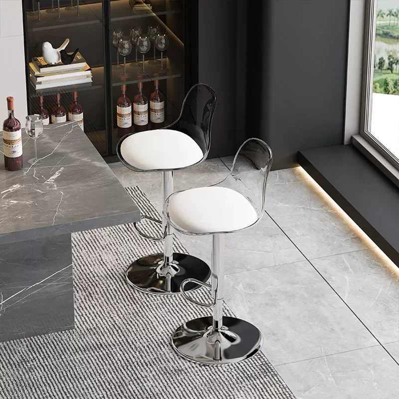 Acrylic Bar Stool, Transparent High Chair, Adjustable Height Bar Stool, Fashionable High-End Design for Home or Bar Use