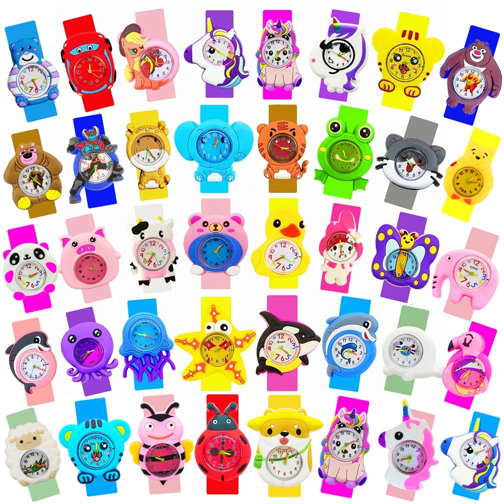 

2024 New Cartoon Boys Children Watches Baby Learn Time Toy Slap Bracelet Girls Kids Watches Birthday Gift for Kid Aged 1-15