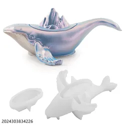 DIY Whale Shape Box with Lid Candle Cup Mold Storage Candle Jar Gypsum Cement Epoxy Resin Jewelry Trinket Holder Organizer Mold