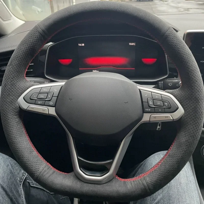 

Замшевый чехол на руль автомобиля для Volkswagen VW Golf 8 MK8 VIII Golf R GTI 2019-2022, чехол на руль, автомобильные аксессуары