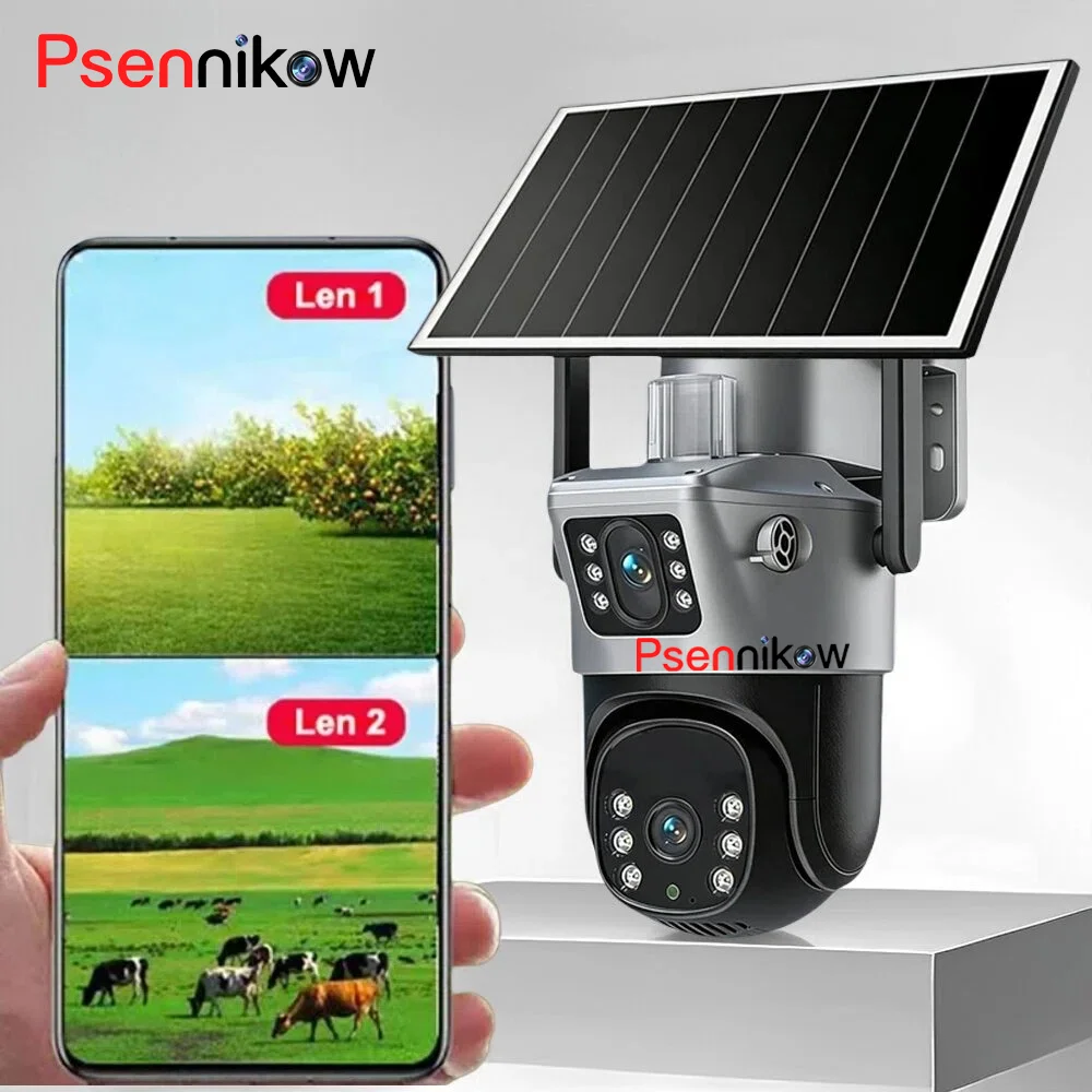 

4G Solar Powered Dual-Lens O-KAM Outdoor IP Camera, 8MP 4K Ultra HD Low-Power Battery Security Camera with PIR Motion Detection