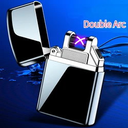 Smart Double Arc Pulse Electronic Lighter Windproof USB Rechargeable Plasma Outdoor Lighter Smoking Candle Kitchen Accessories