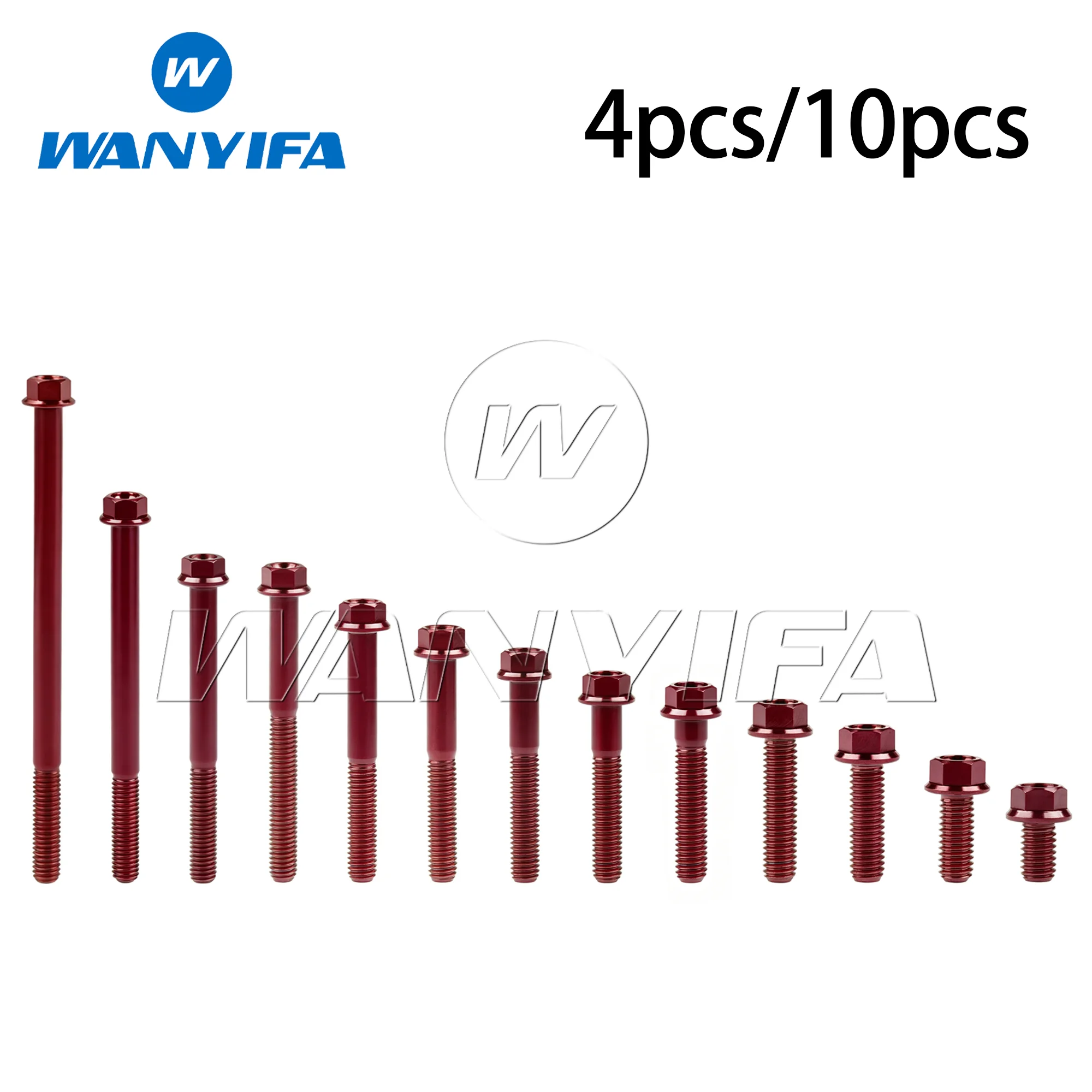 Wanyifa Titanium Alloy Bolts M6x10–50-100mm Small Hex Head Flange Burgundy Screws Suitable for Bicycles and Motorcycles 4/10pcs