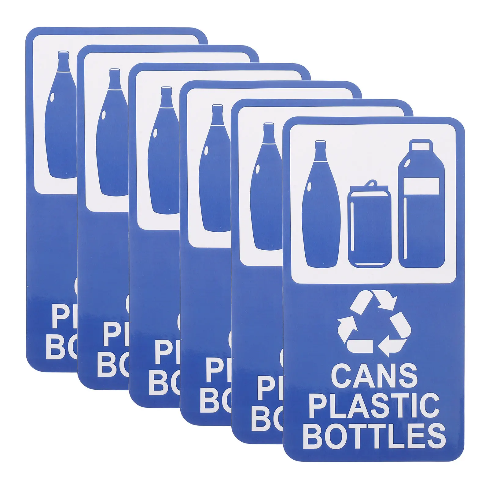 6 Pcs Recycling and Trash Can Stickers Plastic Vinyl Recycle Office Apartment Label Garbage Sign Decal Bin
