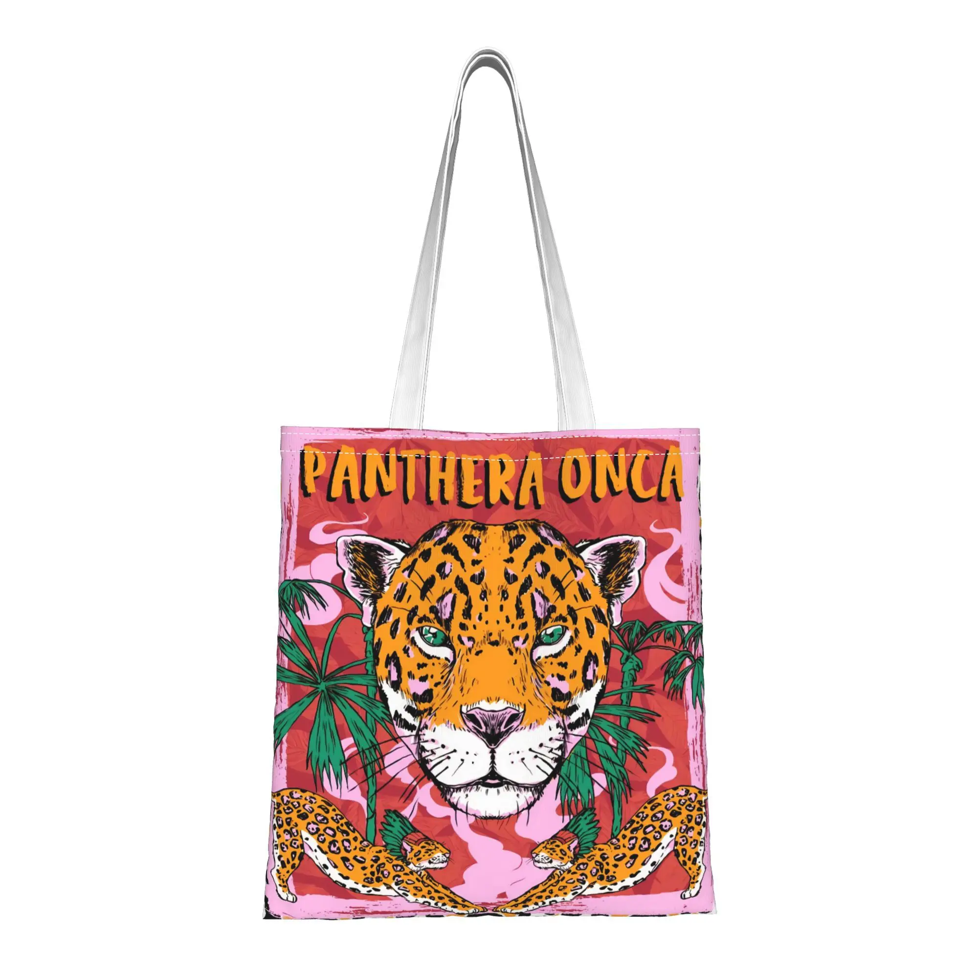 1pc Panthera Onca Jaguar Jungle Retro Print Tote Bag, Reusable Shopping Bag, Suitable for Daily Use, Shopping, School, Travel,