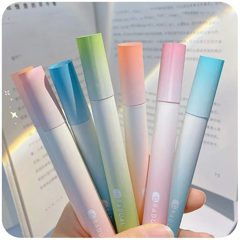 4pcs/box Gradient Color Marker Pens Kawaii Highlighter Pens DIY Drawing Painting Graffiti Art Markers Korean Stationery Office