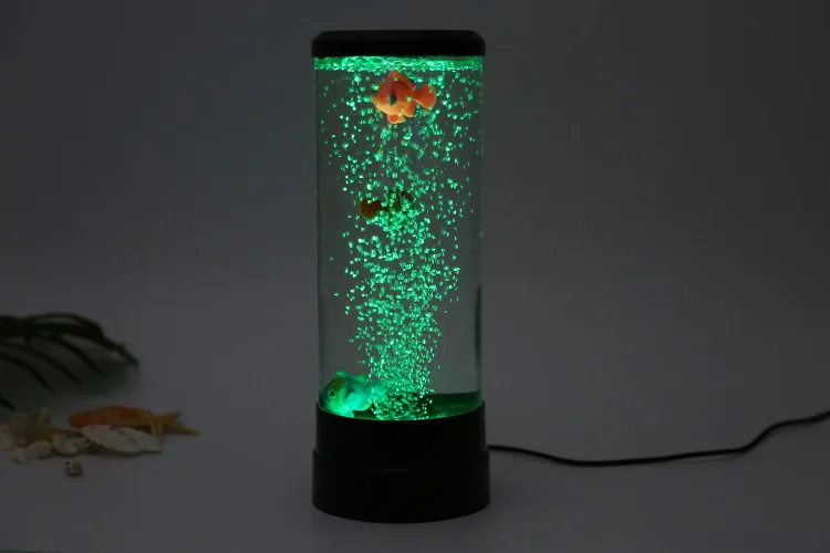 Colorful LED Bubble Fish Tank Night Light, 7-Color Changing Simulated Aquarium Atmosphere Lamp for Home Bedroom Desk Decoration