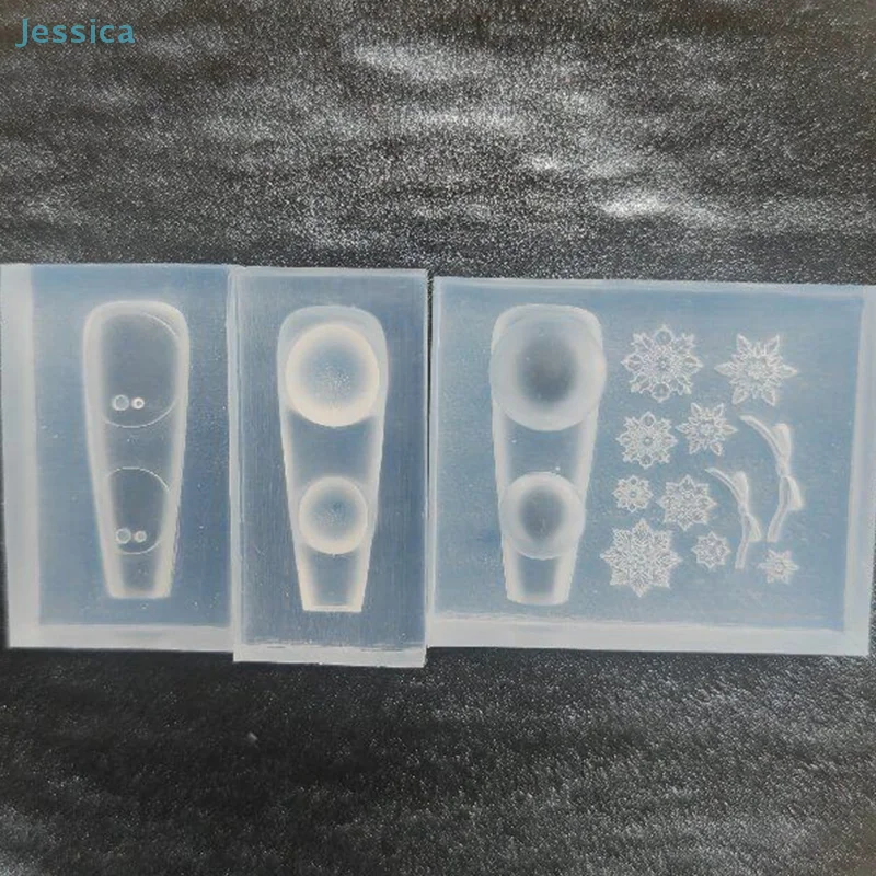 ♥ 1 Juego de moldes navideños de silicona 3D para uñas, formas de copos de nieve y esferas para hacer decoración de manicura DIY