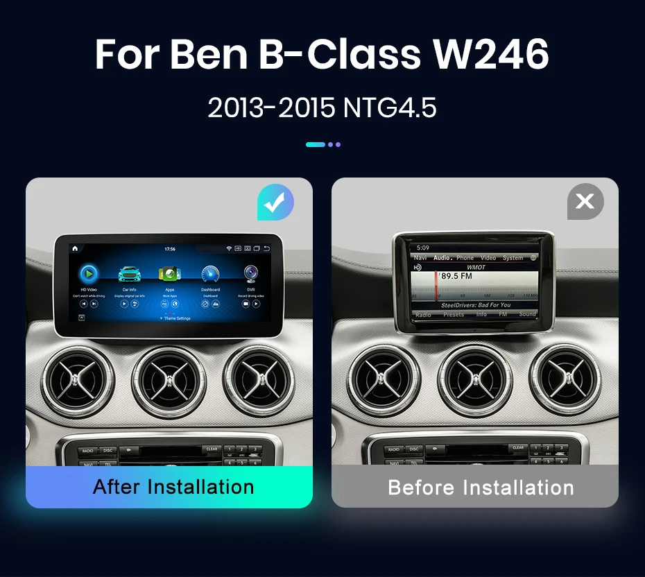 Junsun Qualcomm 665 Drahtloses CarPlay Android Auto-Autoradio für Mercedes Benz B-Klasse W245 W246 2011–2018 GPS Intelligentes System – Detail 4
