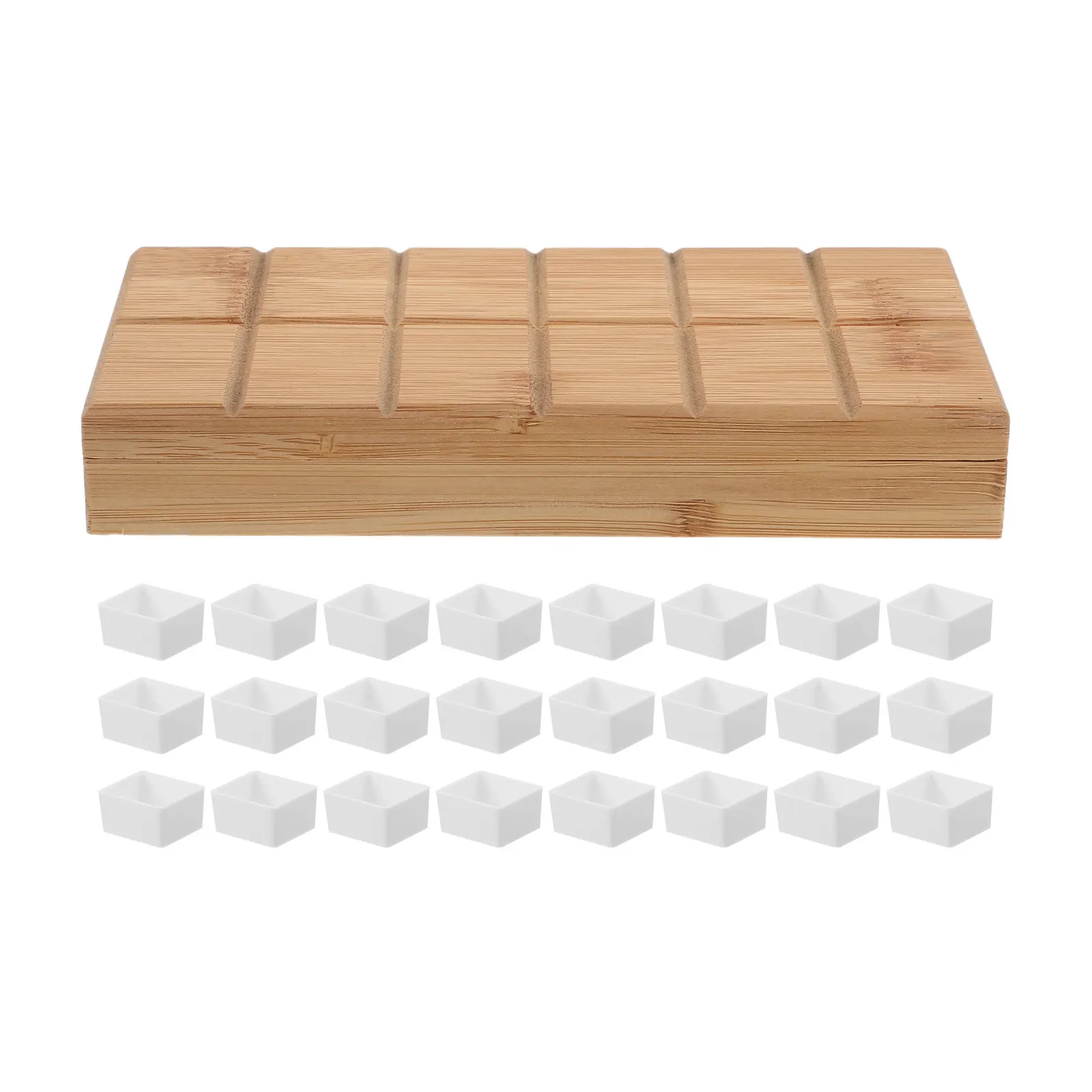 Wooden Watercolor Palette Box 24 Empty Wells 2ml Portable Paint Mixing Tray Artist Storage Case