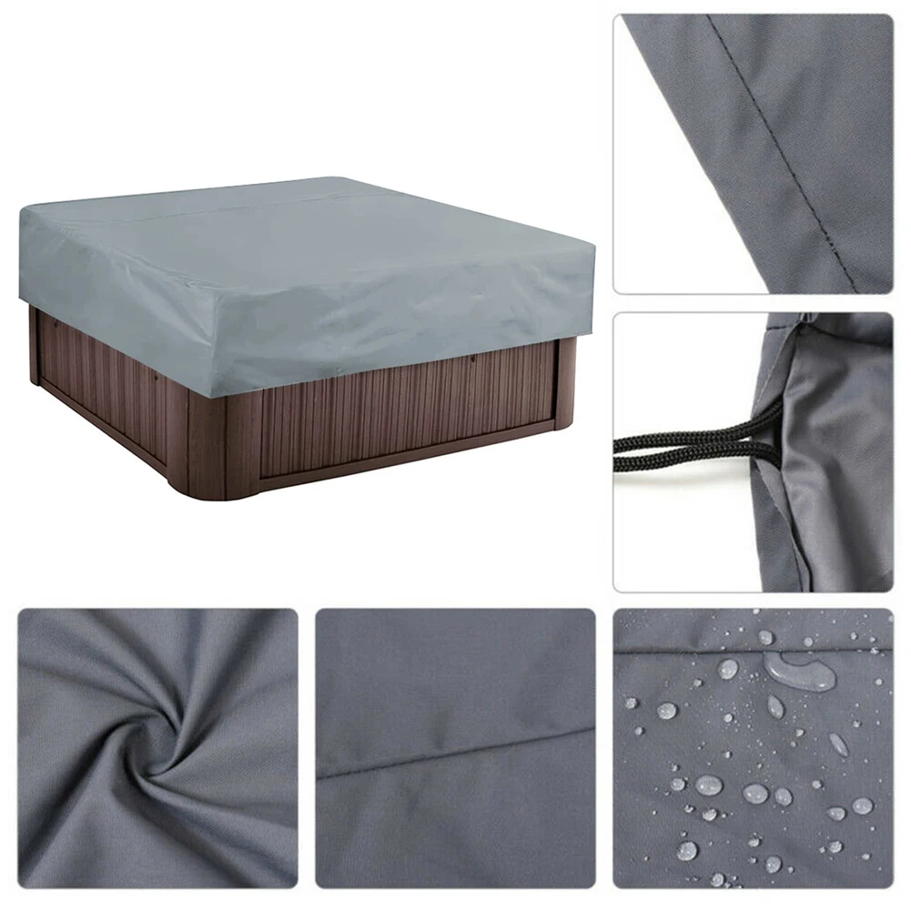 Outdoor Waterproof Hot Tub Cover 220*220*30cm Square Spa Cover Protectors 190T Waterproof Silver Coated Protective Cover Cap view 2
