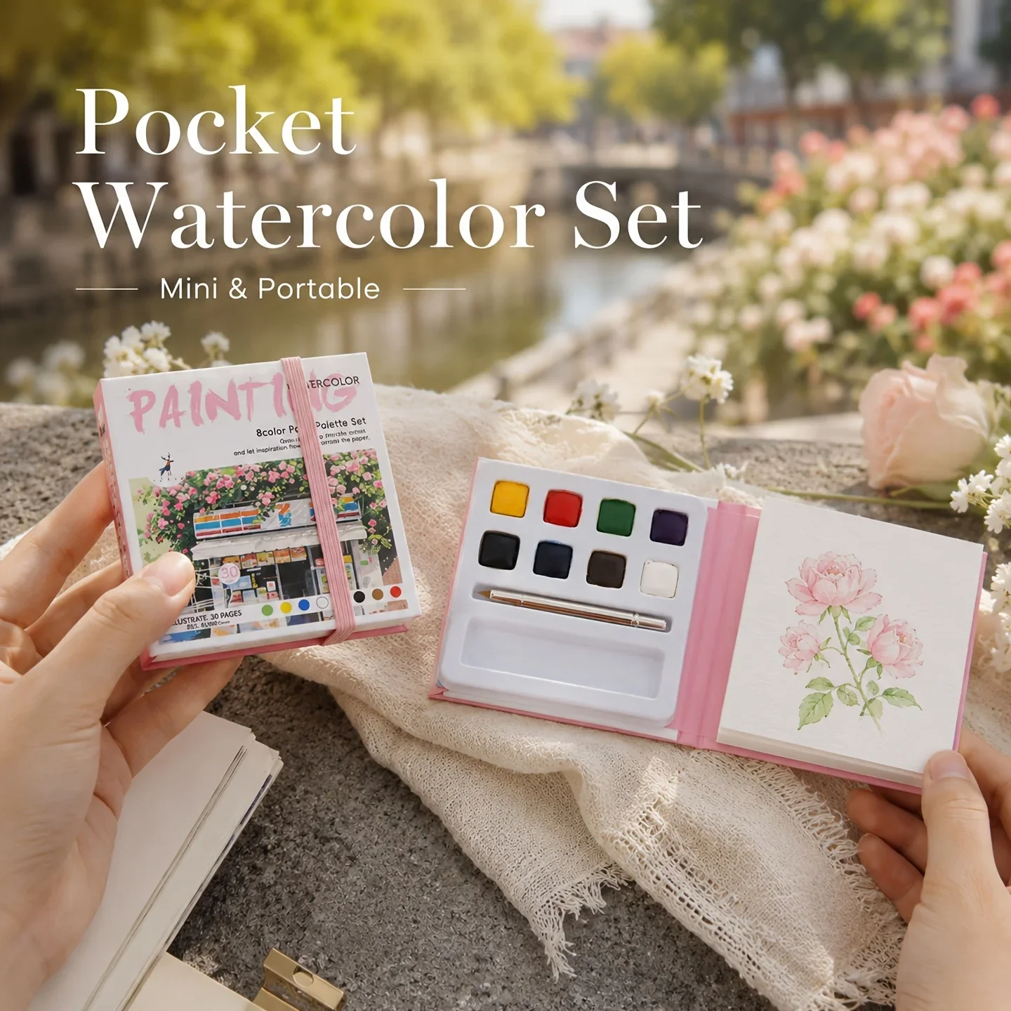 4pcs Watercolor Sketchbook - Pocket Watercolor Notebook with Coloring Casual Doodle - Artistic Gift for New Year,Valentine'S Day