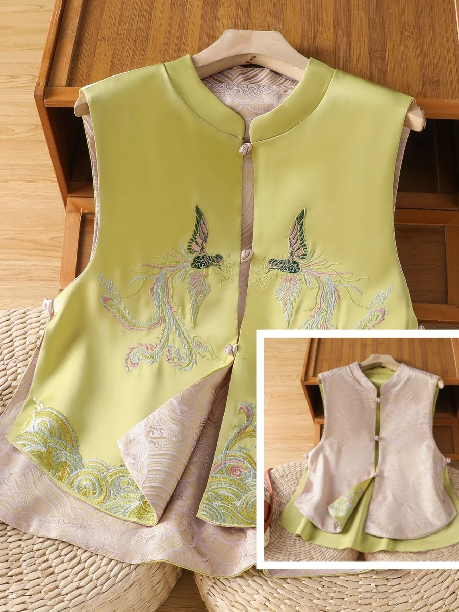 Nowa luźna kamizelka damska 2025, duży rozmiar, dwustronna, uniwersalna, markowa, ekskluzywna, modna, okrągły dekolt.