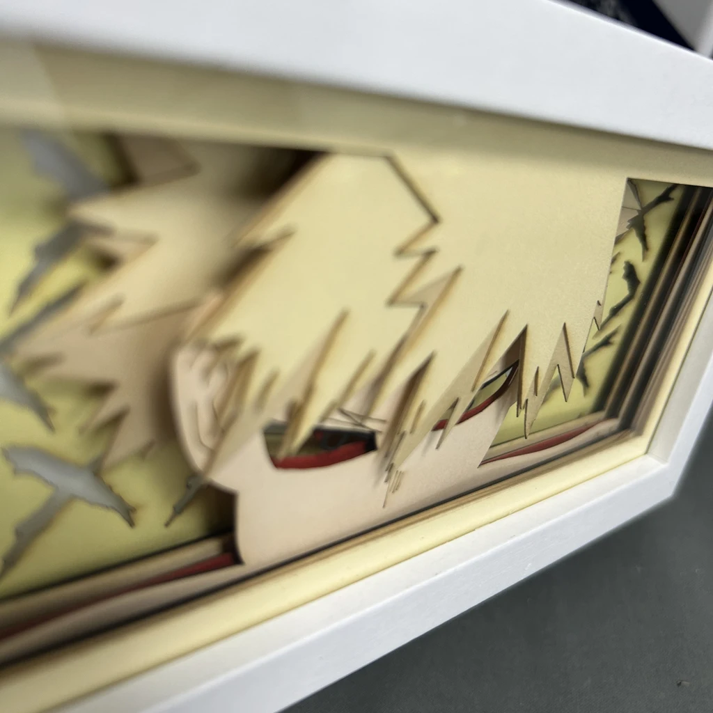 Figuras de Anime My Hero Academia Bakugo, caja de luz para decoración de habitación, Manga, tallado de papel, mesa, lámpara de escritorio,