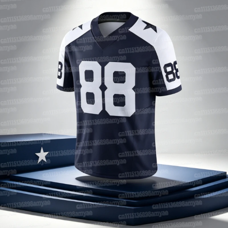 New Dallas # 88 CeeDee Lamb Navy Blue Home Jersey V-neck Short Sleeve Breathable Suitable for Fans Sports Daily Family Match