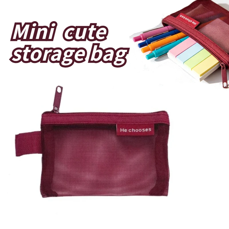 

Portable Mini Zipper Mesh Storage Bag New Coin Purse Small Square Mesh Coin Purse Travel Storage Carry Pouch with Zippered
