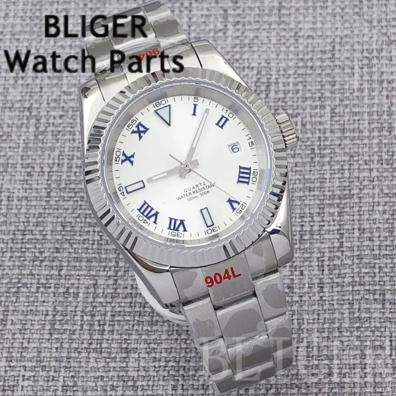 BLIGER 36 مللي متر 39 مللي متر للرجال موضة روندا 515 كوارتز ساعة اليد الصلب الغوص ساعة للرجال الياقوت مضيئة الرومانية الهاتفي Reloj Hombre