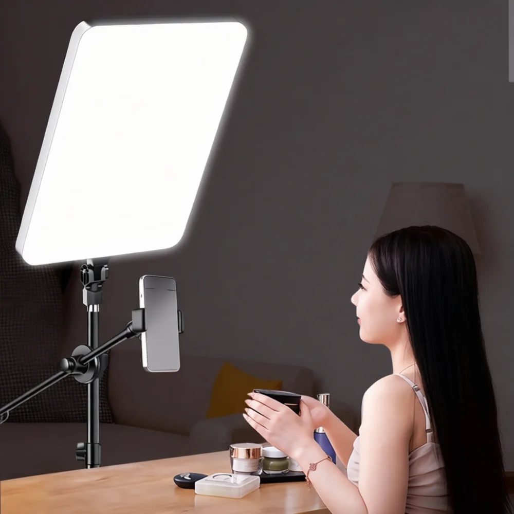 LED Panel Fill Light For Photography Studio Live Video Stream Beauty Makeup Food Recording Soft Lighting Desktop Stand Lamp Kit