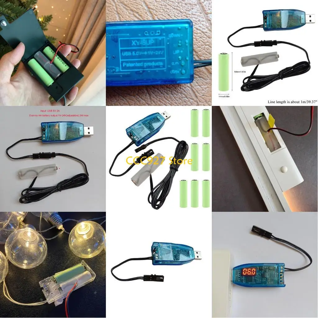 B03F USB to 1V-24V Adjust with Display LR6/AA Dummy Battery Cable for Cameras Clock Radio LED Light Keyboard Piano