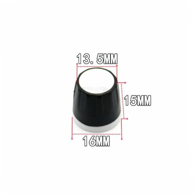 10PCS 16×15MM half shaft Black and white rubber knob potentiometer rotary encoder volume switch knob suitable for D axis 6MM