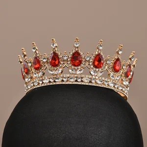 Europäische Prinzessin Queen Round Tiara Barock Festzug Kristall Kronkronungs König King Tiaras Braut Hochzeitshaarzubehör 8 Hauptverkaufskönig - №1