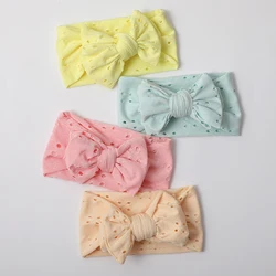 Brand New Breath Eyelet Bow Headband for Baby Girls Hair Bows Turban Newborn Photograph Props Babies Hair Accessories 4 Seasons